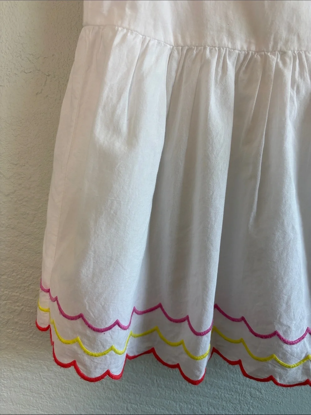 Bundle 2/$30! Janie and Jack White Cotton Dress Pastel Scalloped Trim Ruffles